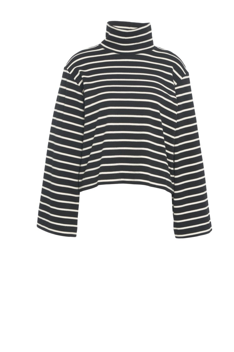8Pm High-Neck Oversized Dolcevita T-Shirt With Contrasting Stripes