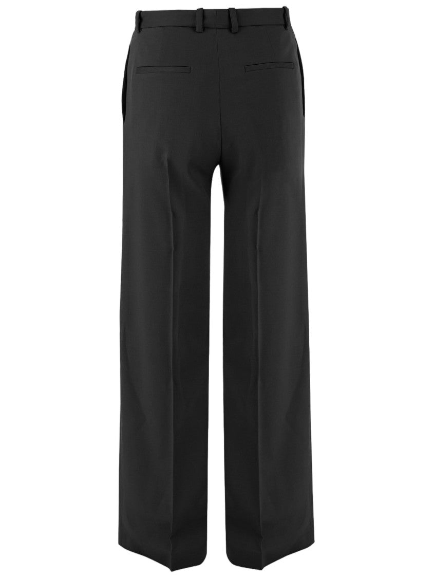Jil Sander Black Tailored Pressed-Pleat Stretch Wool Straight-Leg Pants