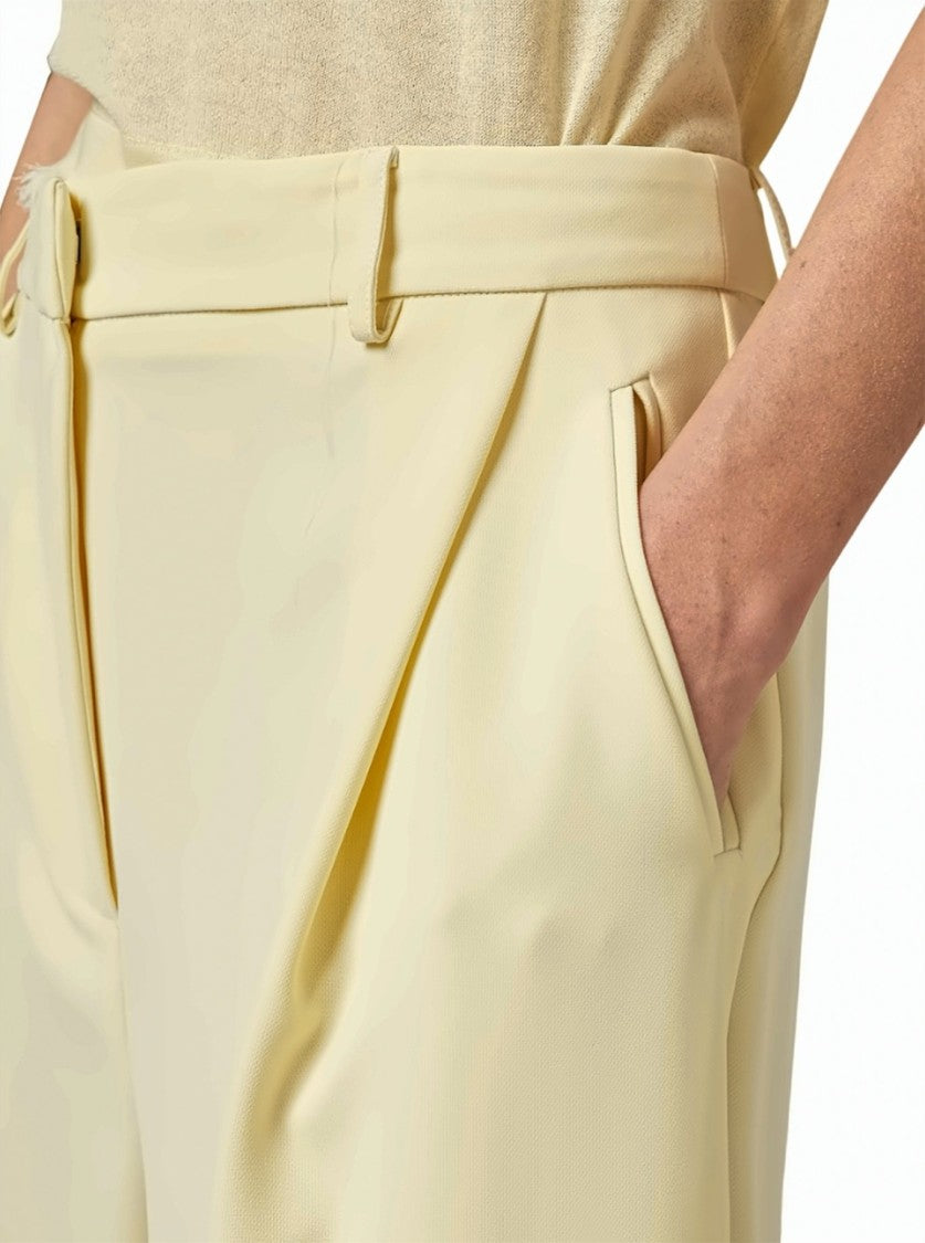 Alpha Studio Pleated Cadì Wide-Leg Pants