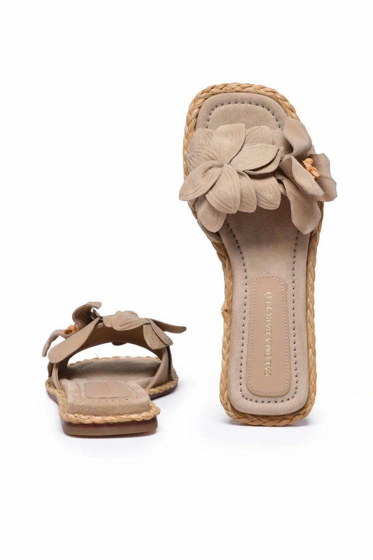 Paloma Barceló Suede Slide Sandals - Beige
