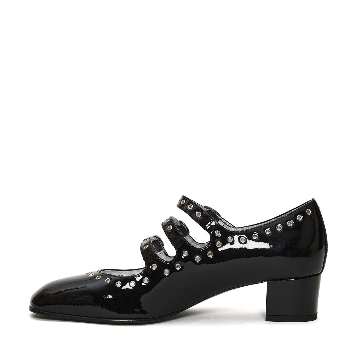 Carel Paris Pump Patent Black Studs Heel 40 Mm