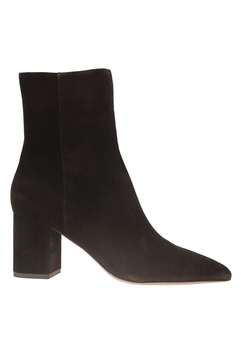 Paris Texas Anja 70 Pointed-Toe Suede Block Heel Ankle Boots
