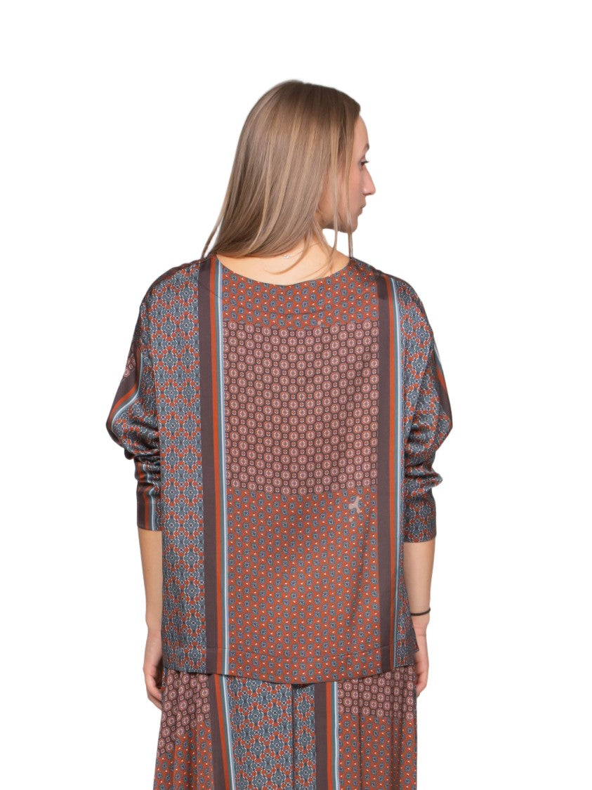 Oblò Patchwork Patterned Long-Sleeved Blouse