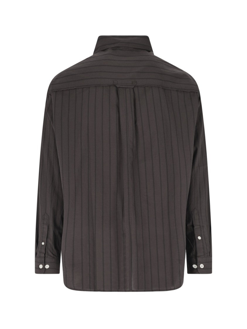 Mfpen Brown Essay Striped Cotton Shirt
