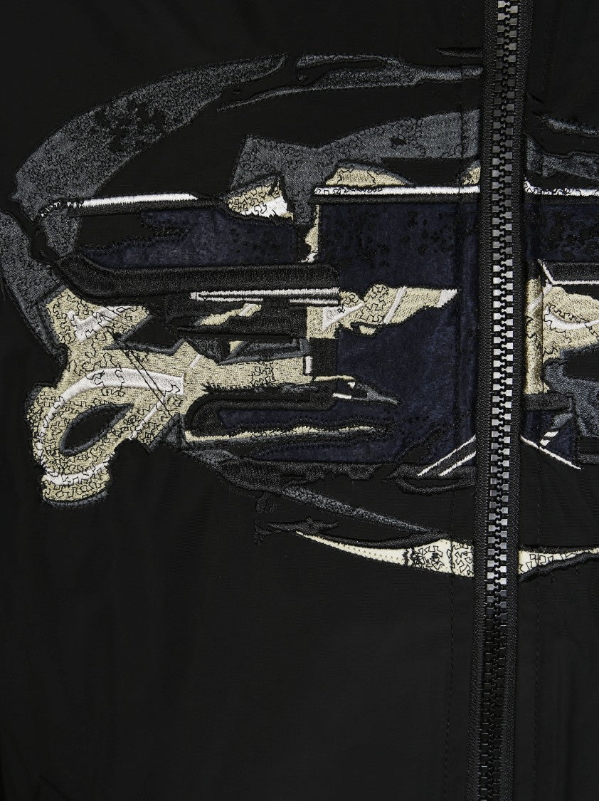 Diesel Modern Black Jacket With Intricate Graphic Detailing