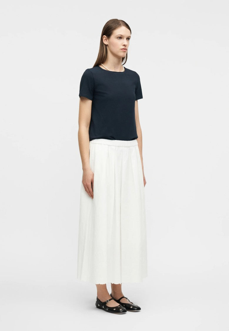 Max Mara White Cotton Linen Midi Skirt