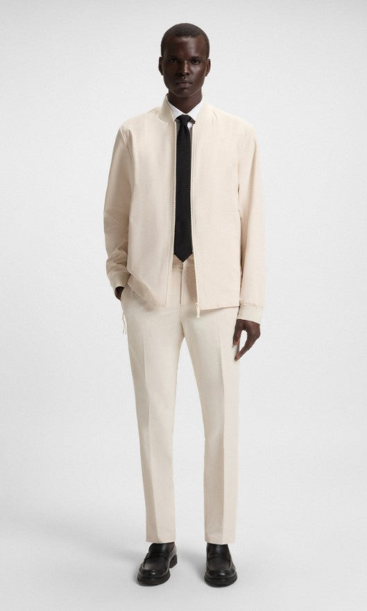 Boss Tailored Stretch Fabric Trousers With Hook-And-Eye Closure