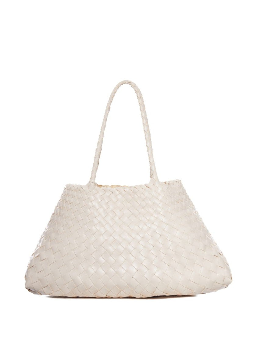 Dragon Diffusion Woven Calf Leather Shopper Bag In Soft Beige