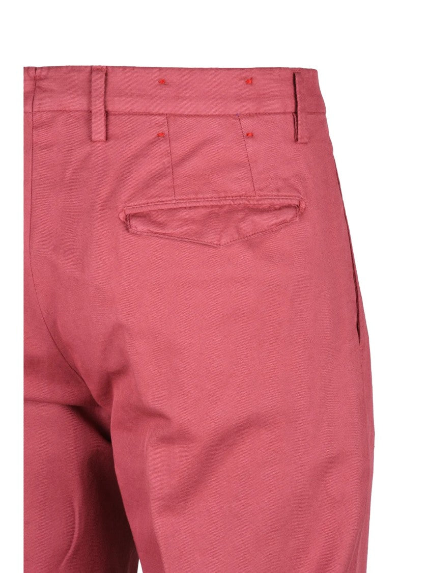 Filetto Classic Cotton Linen Blend Trousers With Pleated Waist And Straight Leg Design