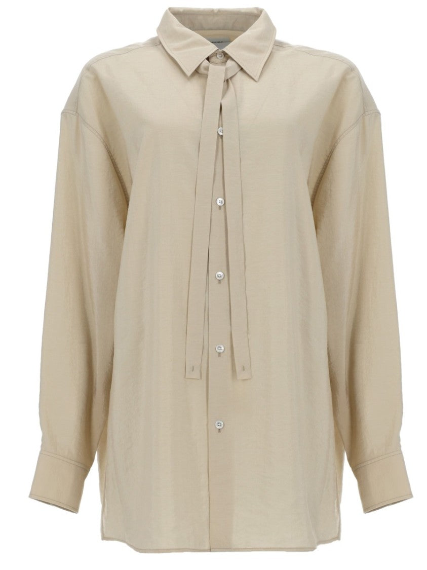 Lemaire Long-Sleeved Neckline Tie Silk Shirt
