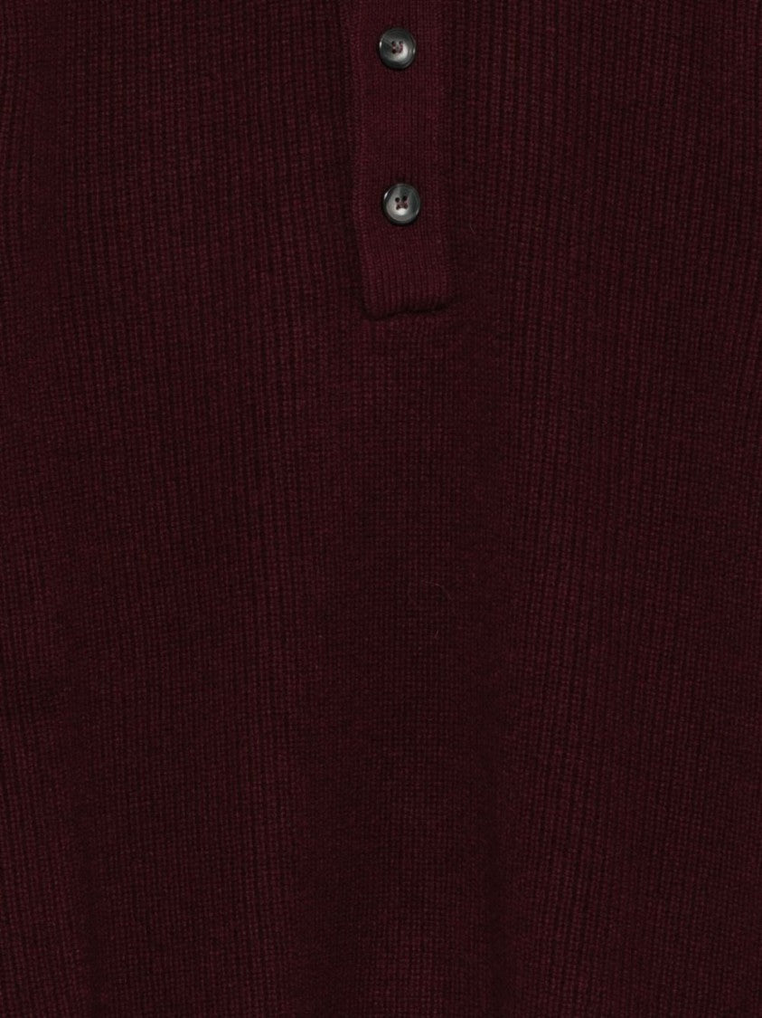 Amaranto Burgundy Ribbed High Collar Sweater