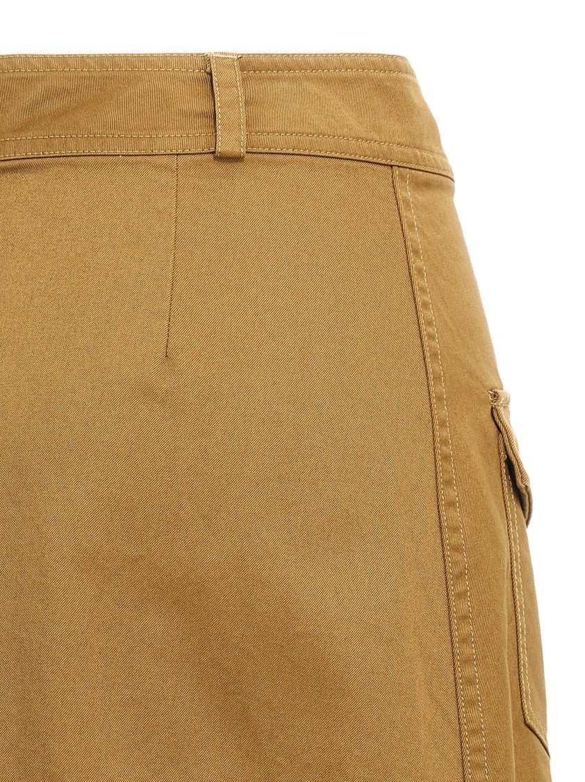 Saint Laurent Brown Cotton Midi Skirt With Button Details And Pockets