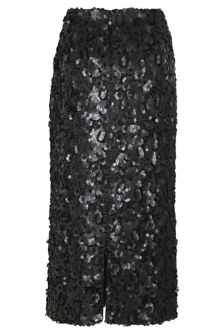 Herskind Black Anda Sequined Polyester Midi Skirt