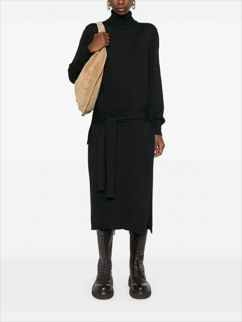 Lemaire Turtleneck Midi Dress With Fabric Belt