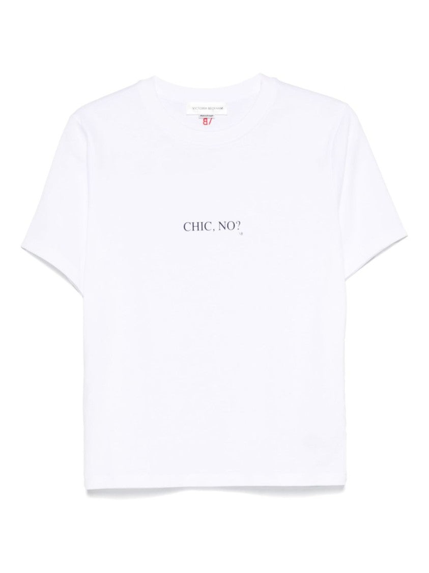Victoria Beckham Relaxed-Fit White T-Shirt With Playful Text Print