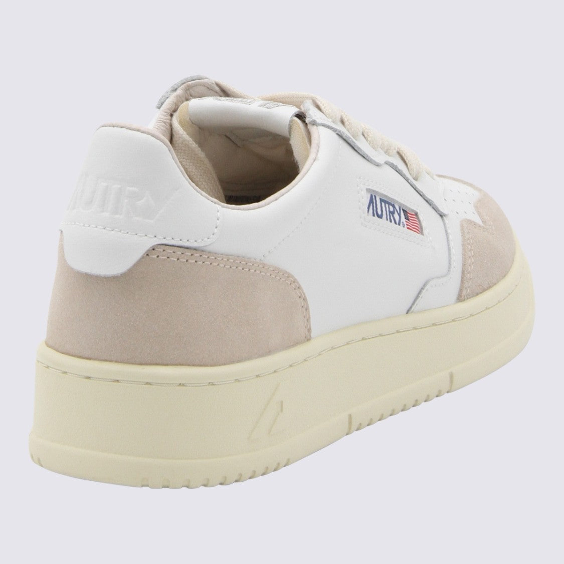 Autry White And Beige Leather Action Sneakers