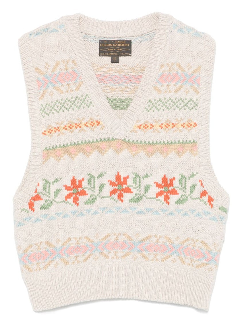 Filson Sleeveless Light Beige Cotton Vest