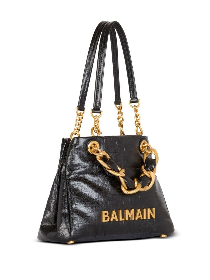 Balmain Calf Leather Embossed Monogram Bag