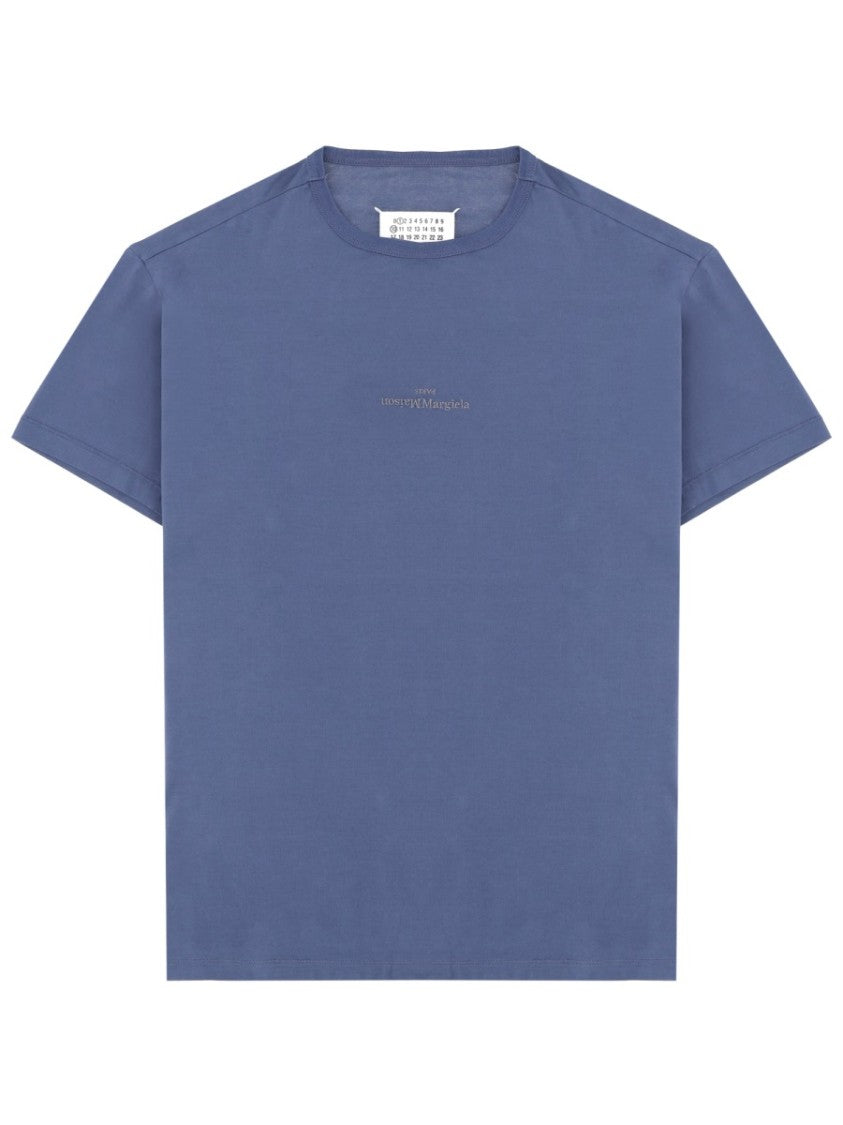 Maison Margiela Blue Text Front Boxy Cotton T-Shirt
