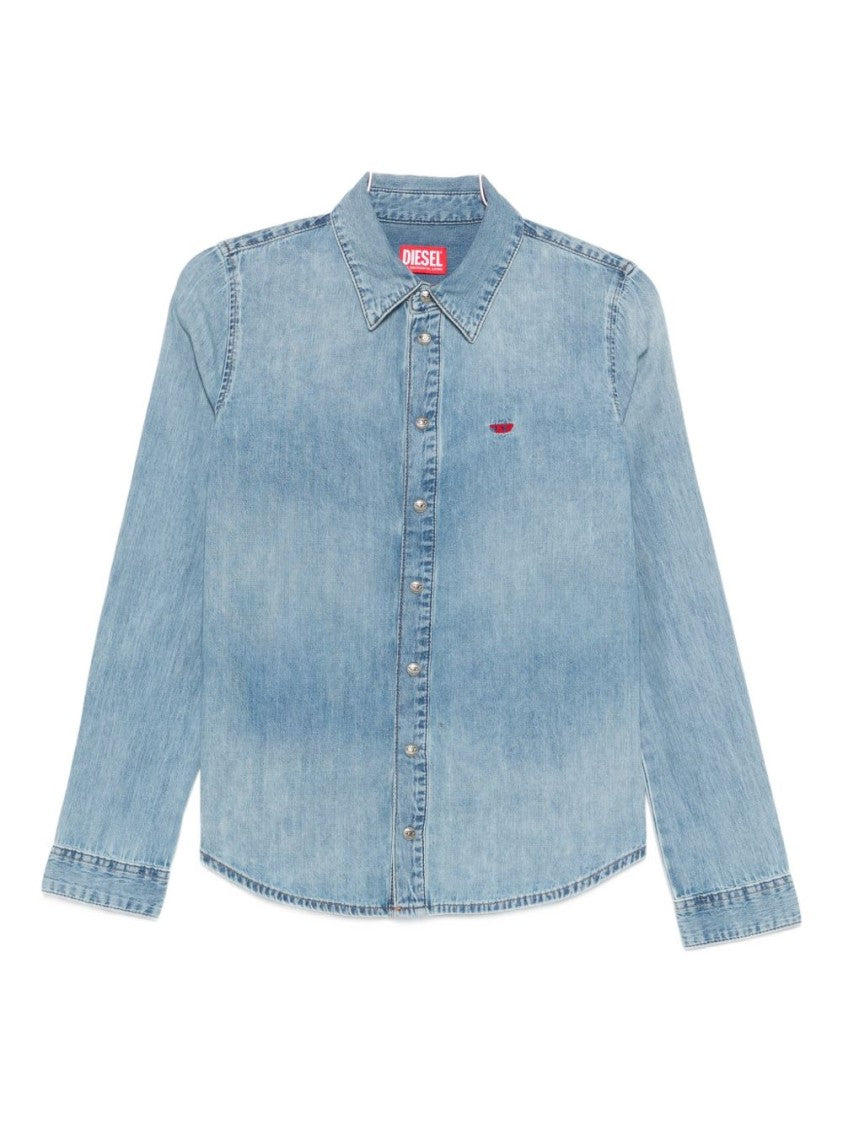 Diesel Light Blue Denim Shirt With Classic Collar