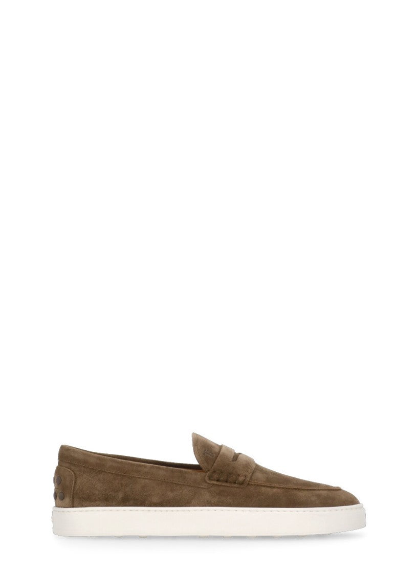 Tod's Brown Imprinted Logo Loafers