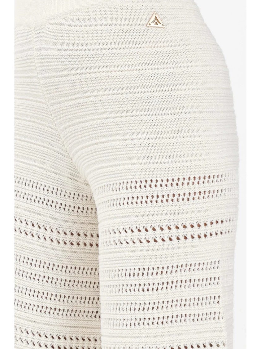 Akep Wide-Leg Knit Pants With Textured Open-Knit Design