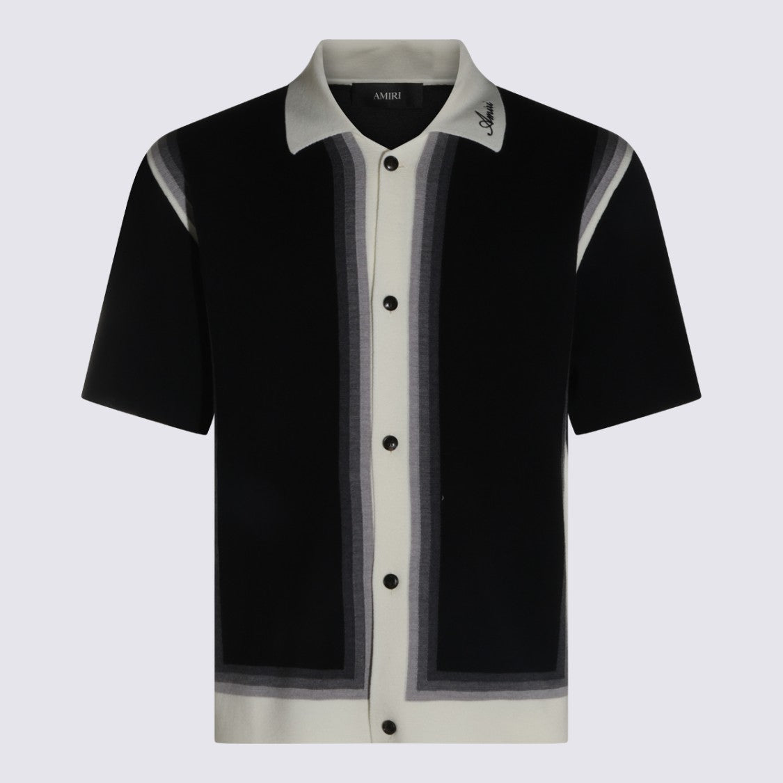 Amiri Short-Sleeved Knitwear With Classic Collar And Contrasting Stripes