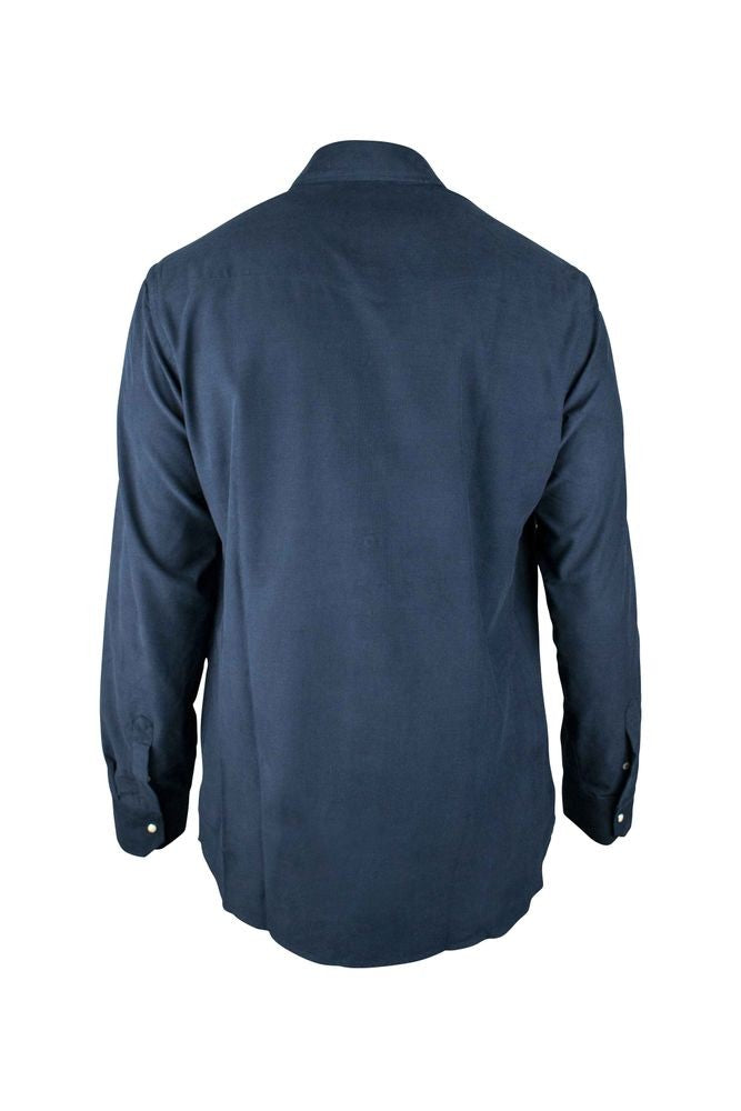 Moorer Slim Fit Navy Blue Velours Shirt