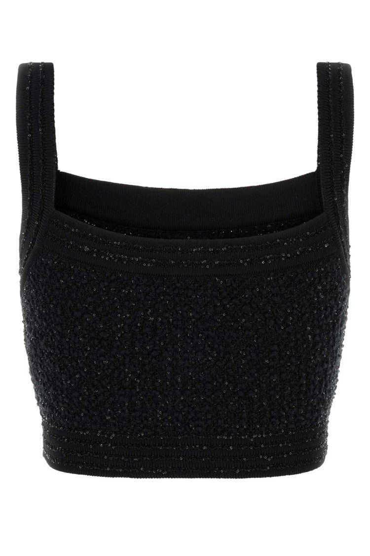 Balmain Black Stretch Boucle Top