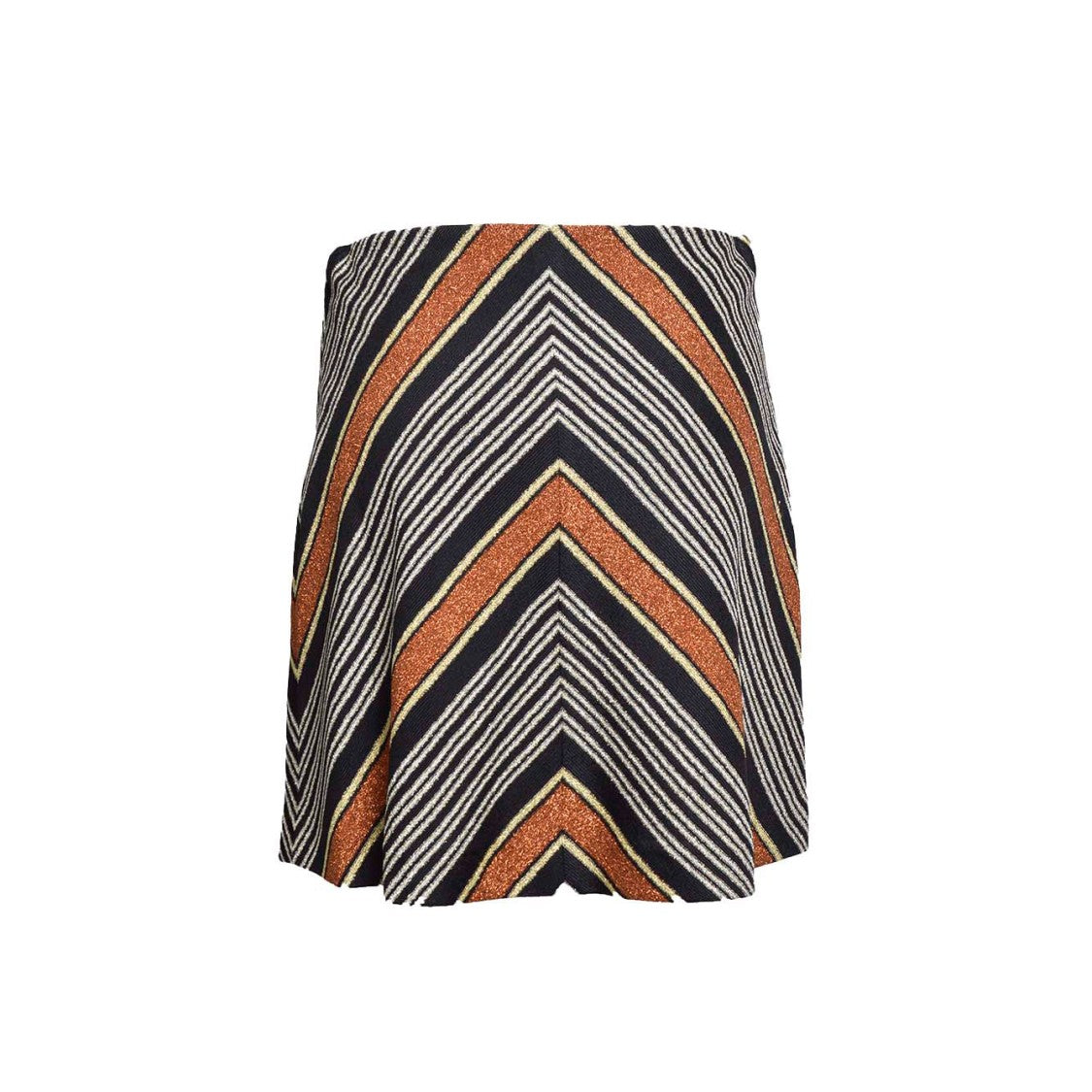 Missoni Orange Lamé Striped Viscose Mini Skirt