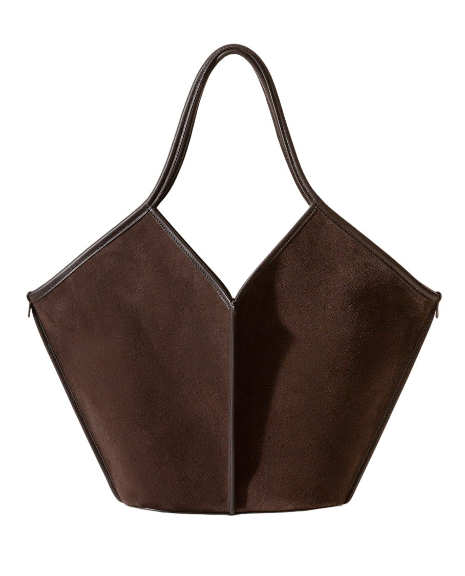 Hereu Geometric Brown Handbag With Angular Body And Single Arched Handle