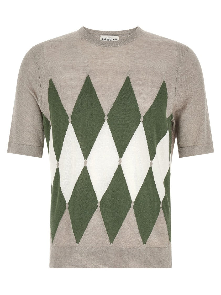 Ballantyne Argyle Jacquard Linen-Cotton Blend T-Shirt