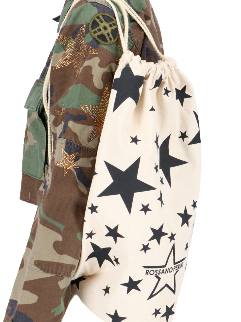 Rossano Prini Camouflage Crop Jacket In Brown And Green Cotton