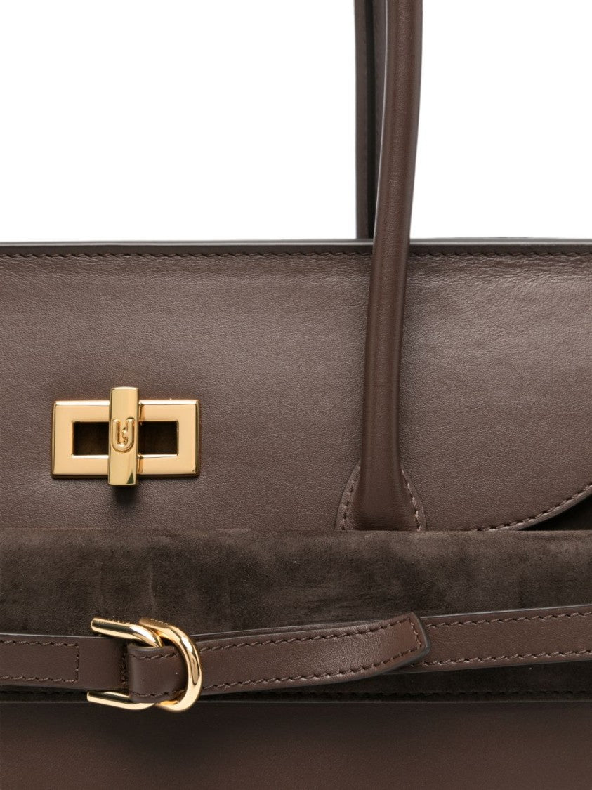 Furla Structured Flap Gold Accent Leather Handbag