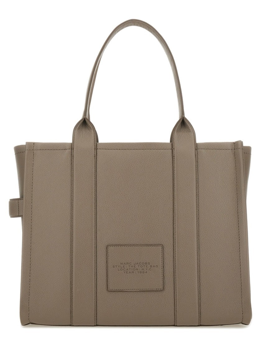 Marc Jacobs Large Structured Leather Tote Bag With Bold Embossed Lettering