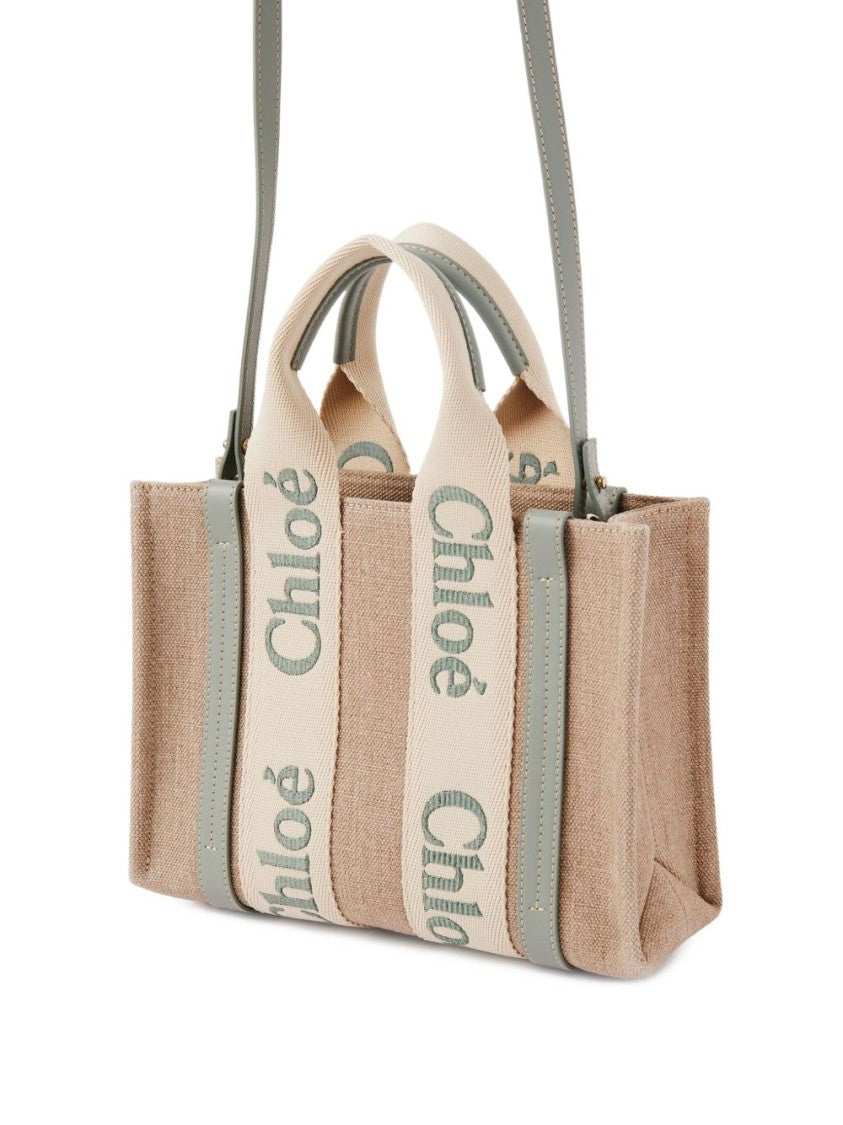 Chloé Small Woody Tote Bag In Linen