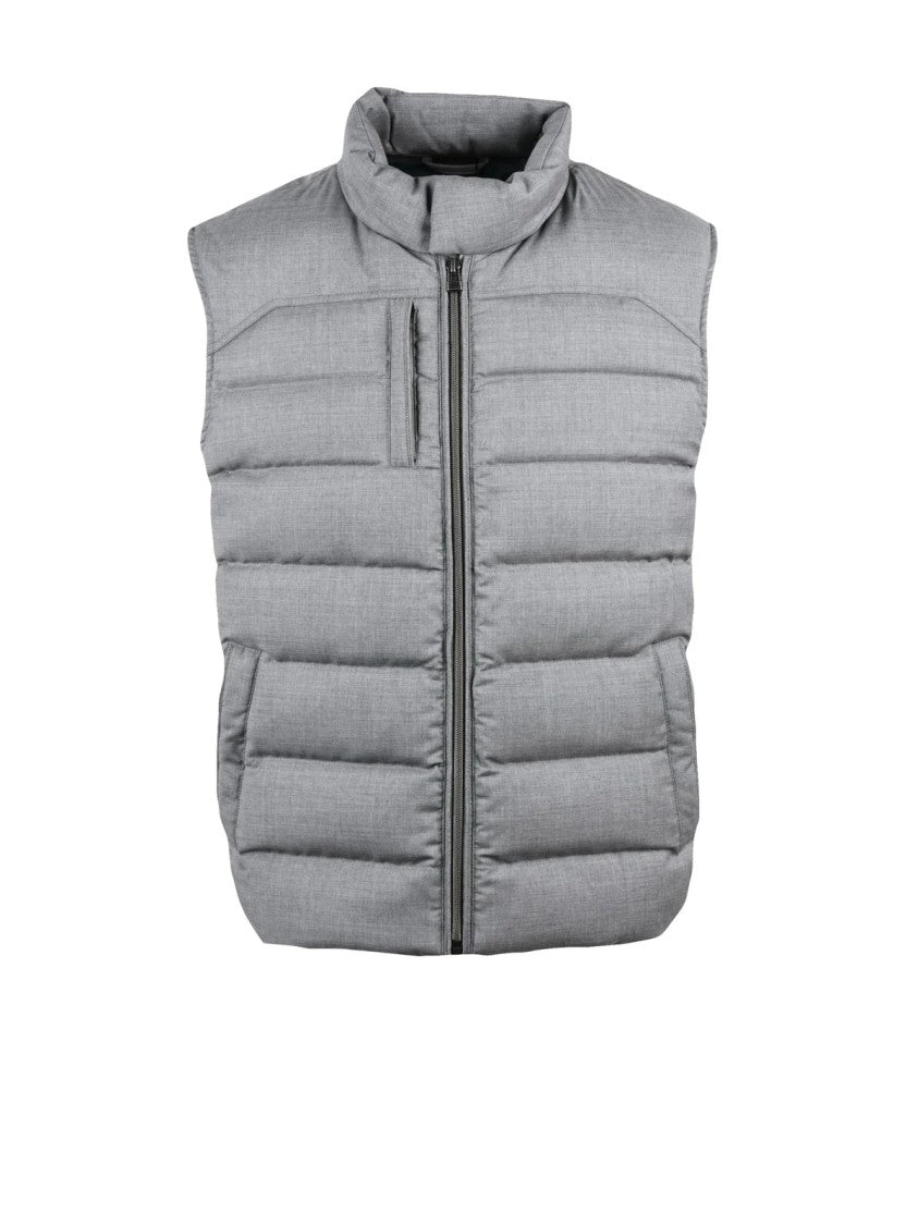 Luigi Bianchi Down Vest With High Collar And Horizontal Quilting