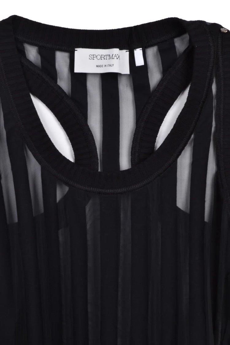 Sportmax Sheer Striped Black Bodysuit