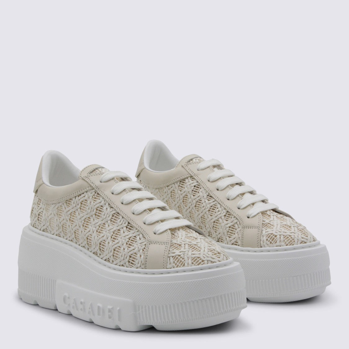 Casadei Chunky Platform Sneakers With Geometric Woven Upper