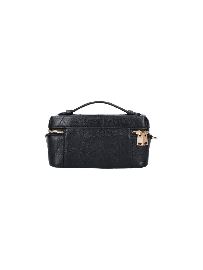 Tory Burch Black Leather Kira Diamond Top Handle Bag