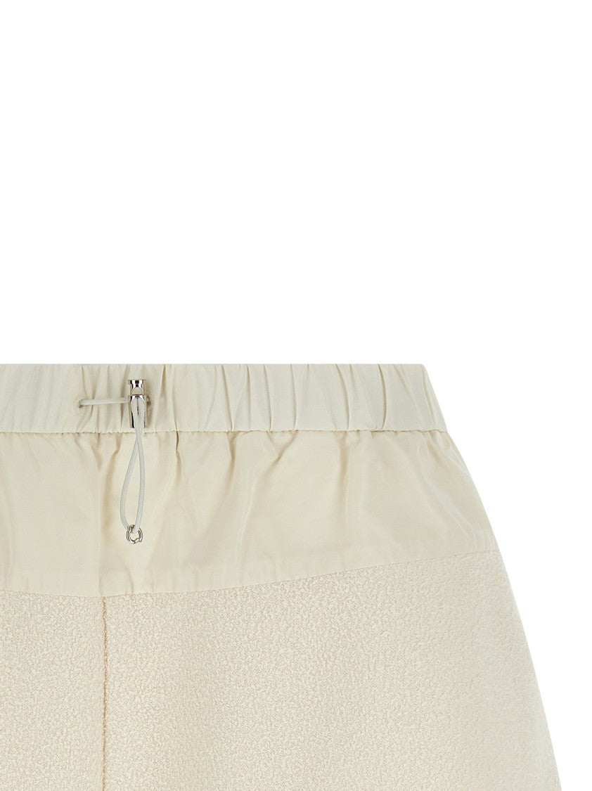Moncler Bouclé Fabric Shorts With Adjustable Waist And Logo Detail