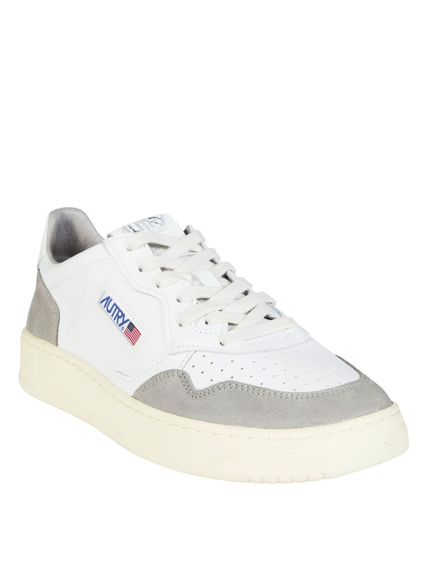 Autry White Medalist Low Suede Overlay Sneakers