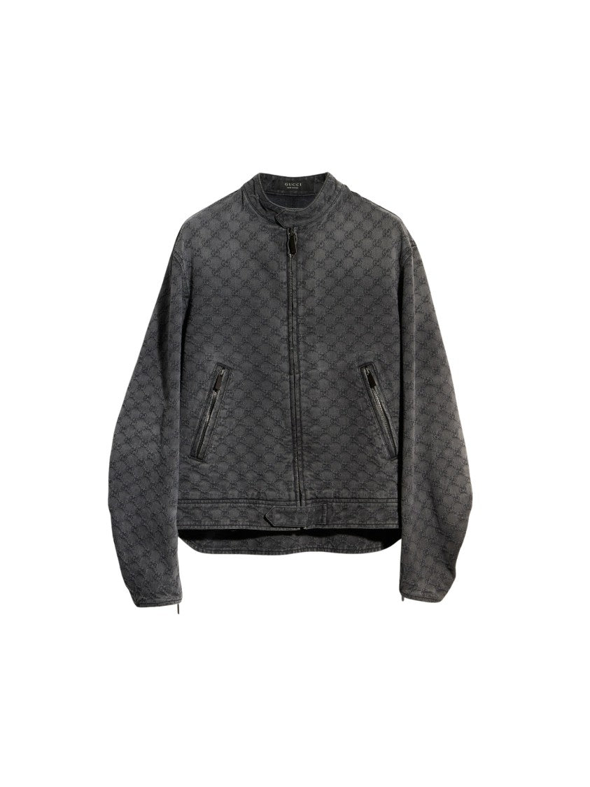 Gucci Biker Monogram Cropped Biker Jacket