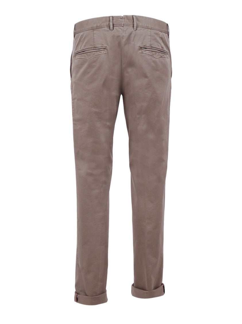 Incotex Slim Fit Brown Cuffed Straight-Leg Pants