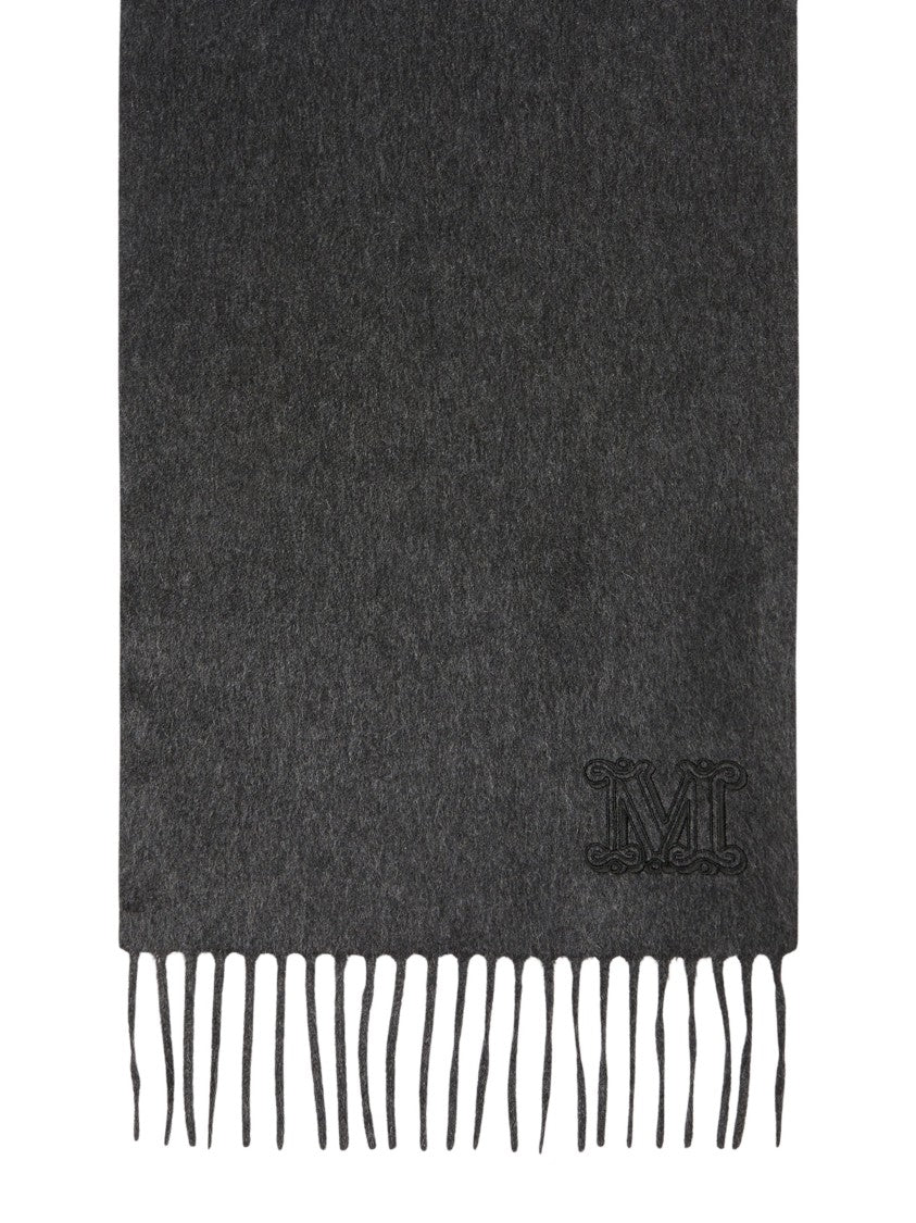 Max Mara Wsdalia Fringed Pure Cashmere Scarf - Dark Grey