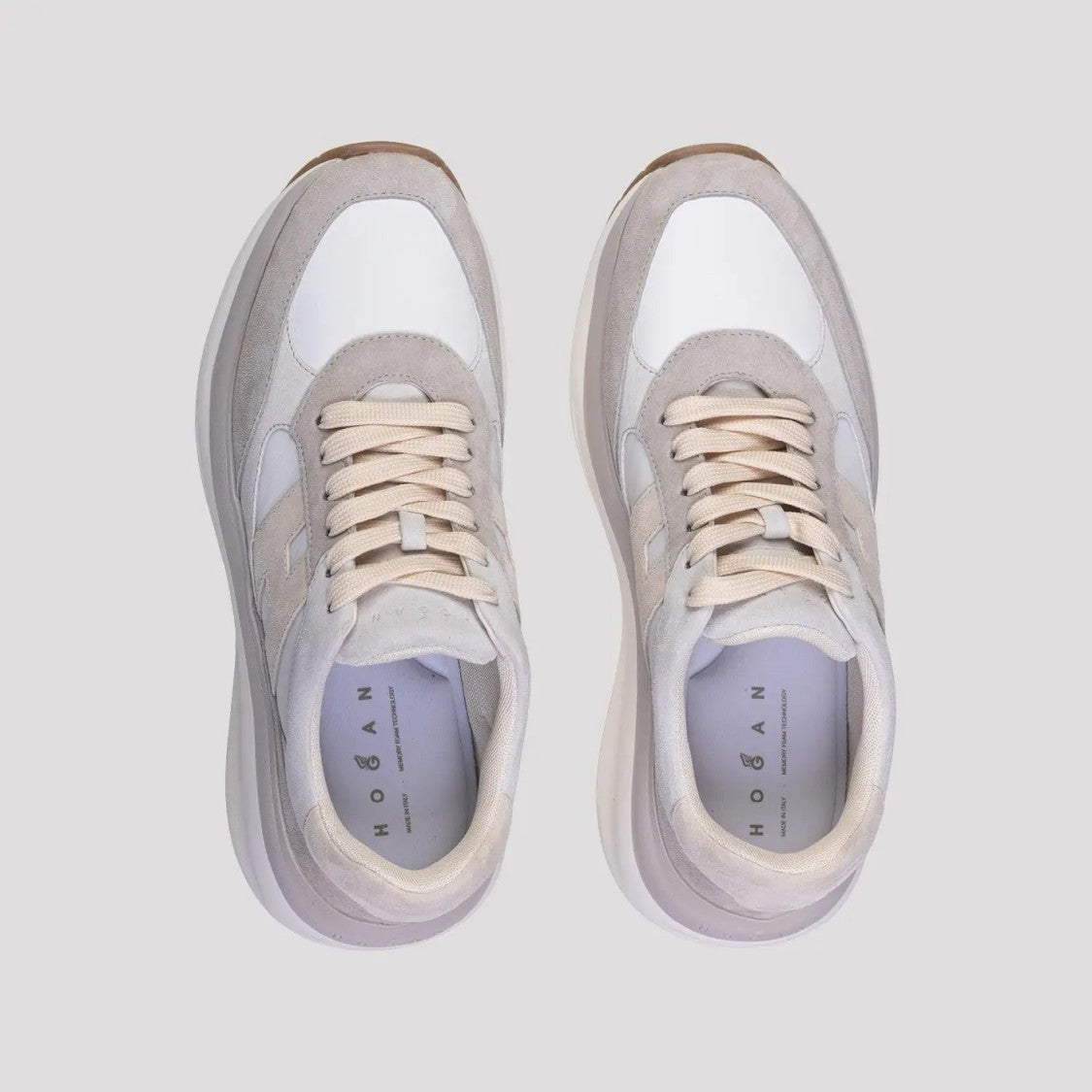 Hogan Lace-Up White Sneakers With Iconic 'H' Detail