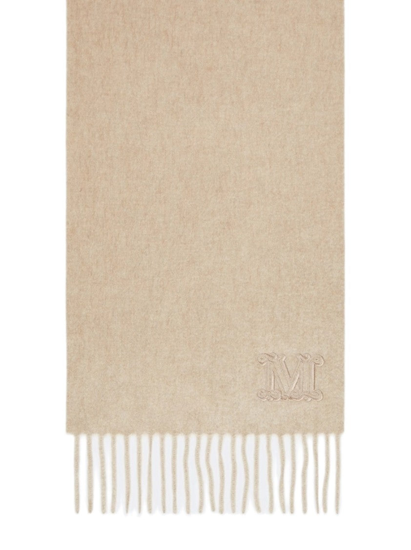 Max Mara Long Soft Scarf With Fringed Ends And Monogram Detail