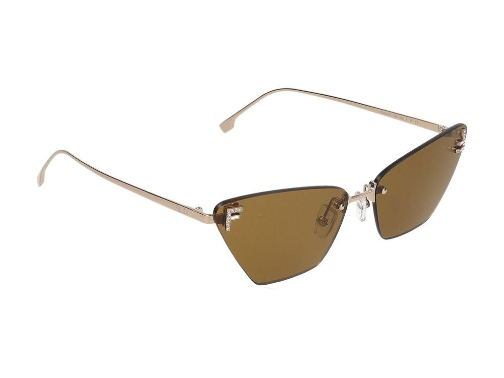 Maison Fendi Gold Bold Cat-Eye Rimless Sunglasses