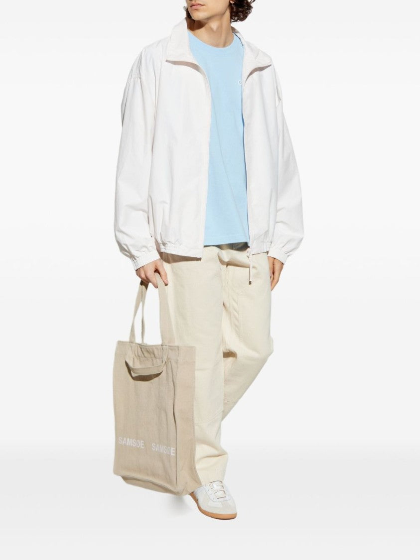 Casablanca Light Blue Logo Embroidered Cotton T-Shirt