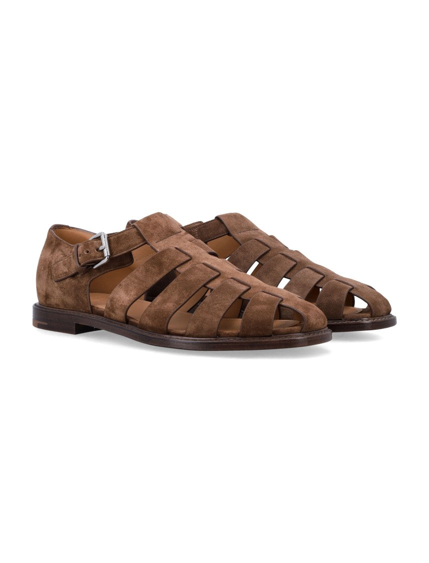 Church's Suede Leather Silver Buckle Cage Sandals